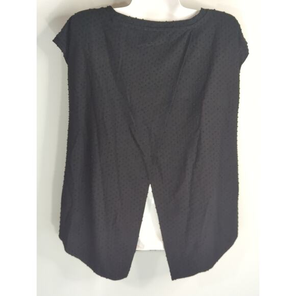 Aritzia Wilfred Black Swiss Dot Anvers Slit Back Cap Sleeve Top Womens Medium - Picture 6 of 10